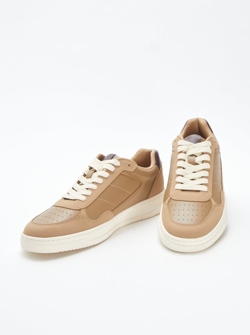 Ténis rasos tricolores Castanho - Kiabi