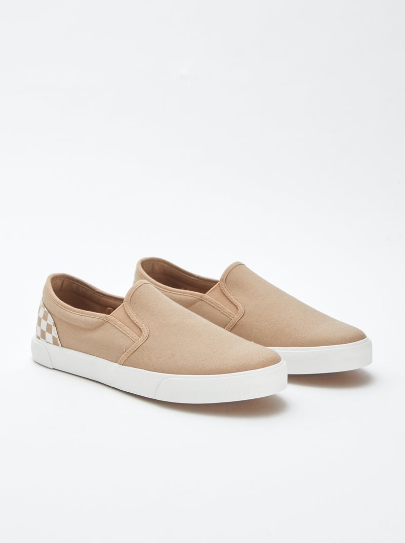 Ténis slip-on axadrezados BEGE - Kiabi