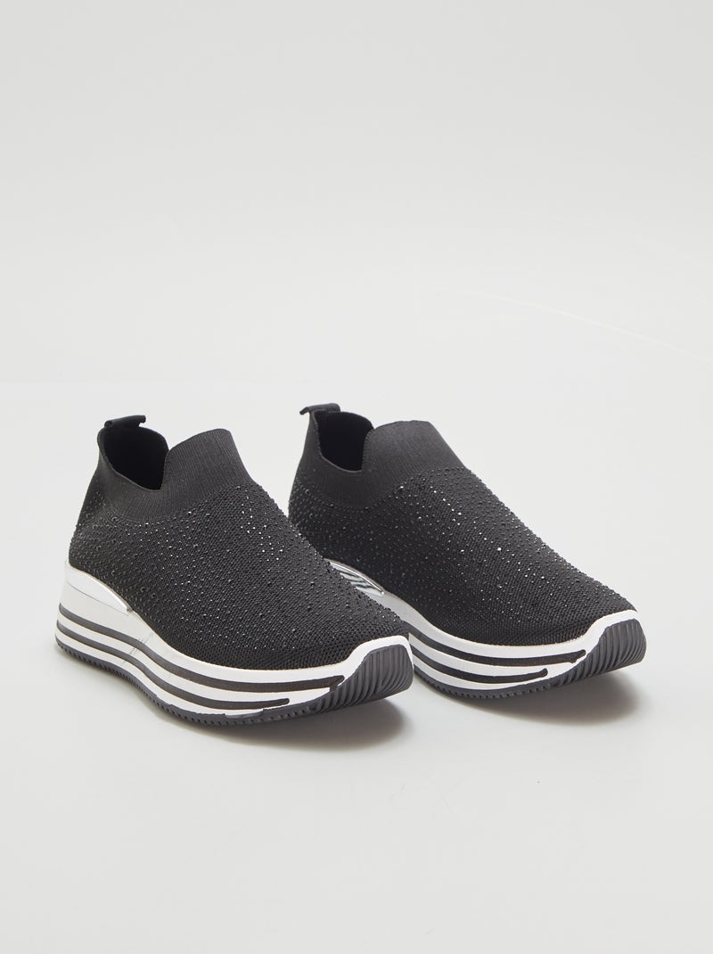 Ténis slip-on de malha PRETO - Kiabi