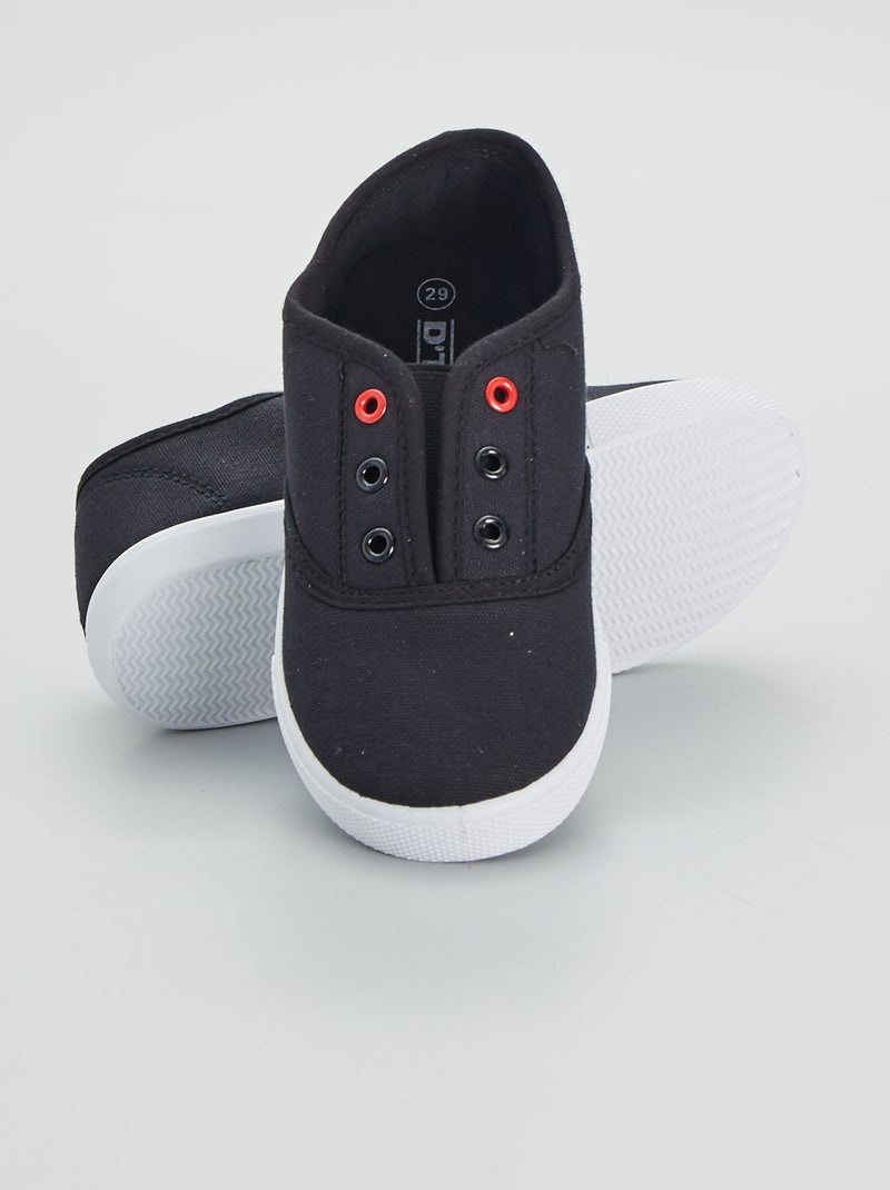 Ténis slip-on em lona Preto - Kiabi