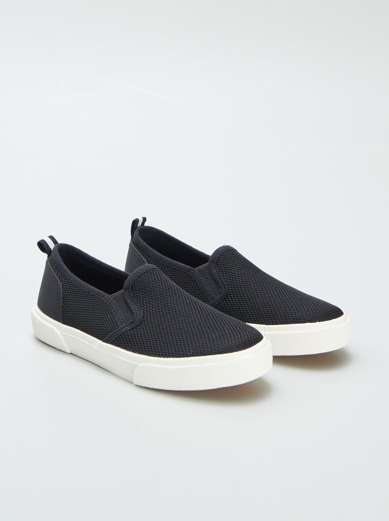 Ténis slip-on em tecido PRETO - Kiabi