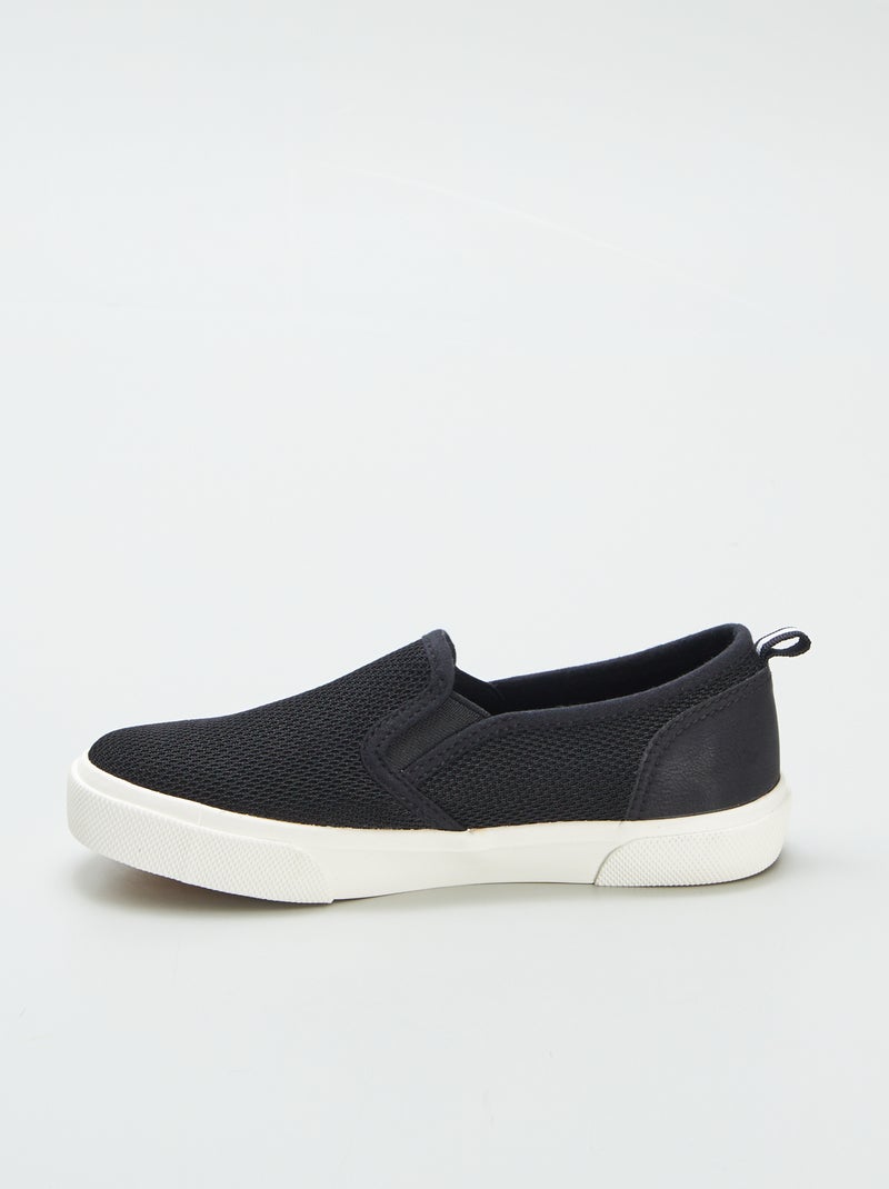 Ténis slip-on em tecido PRETO - Kiabi