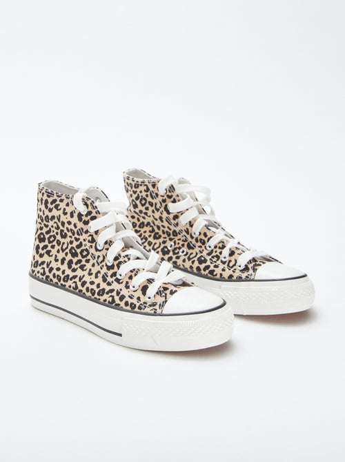 Ténis subidos com estampado leopardo - Kiabi