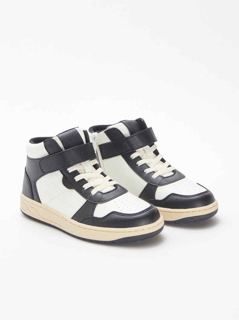 Ténis subidos com velcro e atacadores Preto - Kiabi