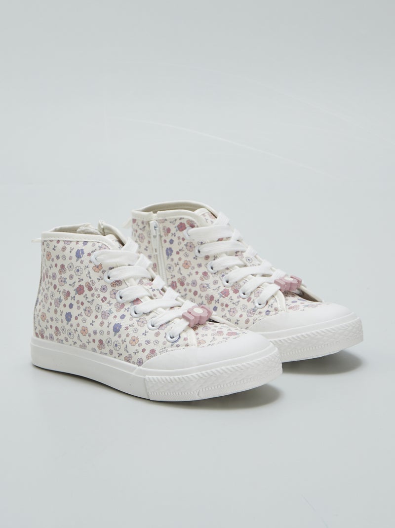 Ténis subidos estampados floridos BRANCO - Kiabi