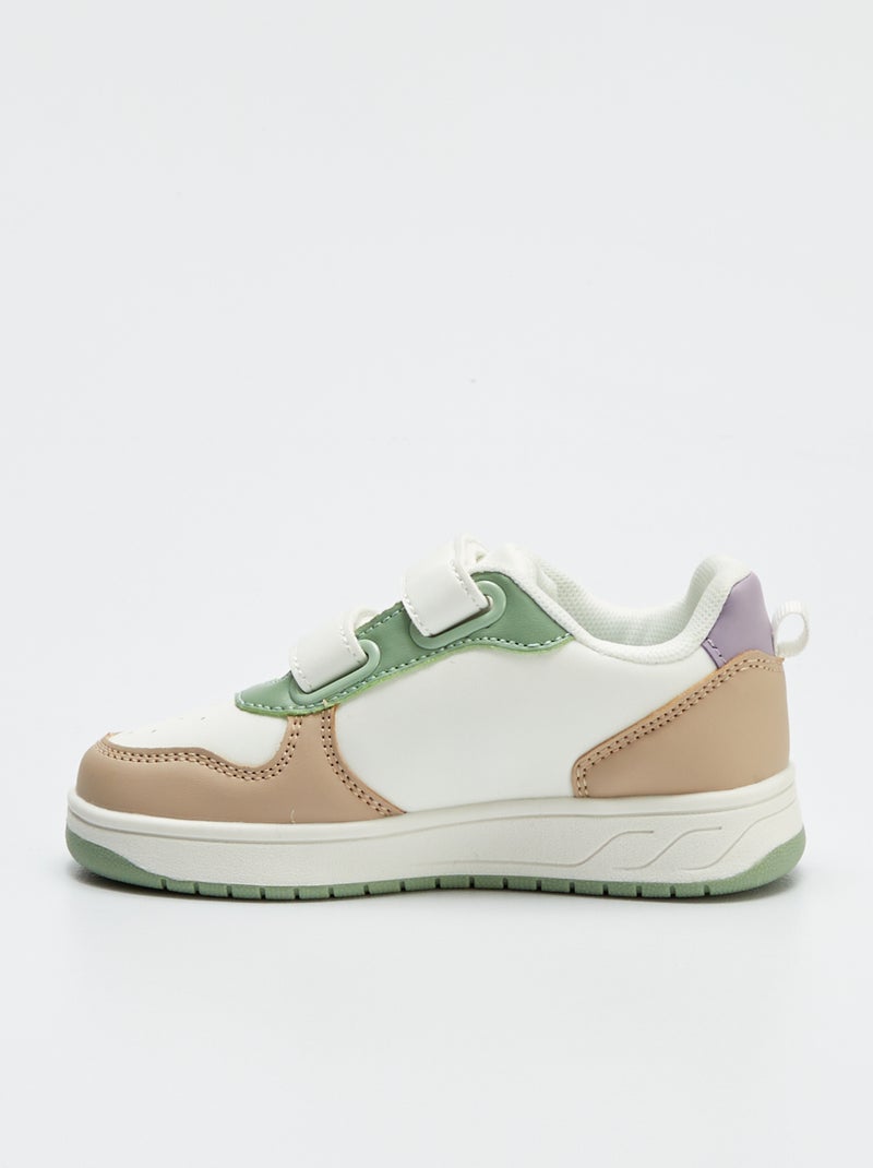 Ténis tricolores com tira de velcro BRANCO - Kiabi