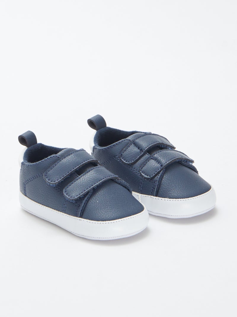 Ténis tricolores com tiras de velcro Azul - Kiabi