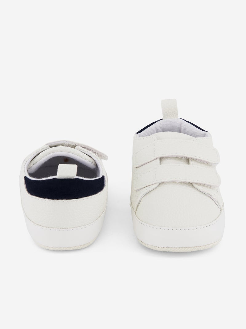 Ténis tricolores com tiras de velcro Branco - Kiabi