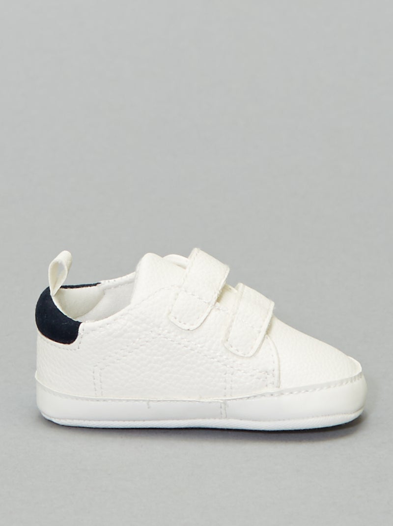 Ténis tricolores com tiras de velcro Branco - Kiabi