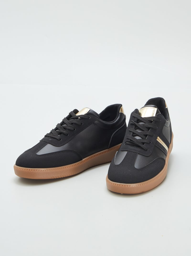 Ténis urbanos rasos bimatéria Preto - Kiabi