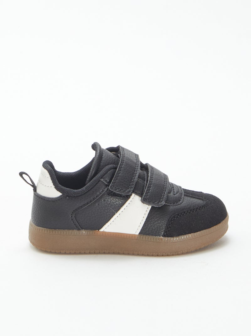 Ténis vintage com tira de velcro Preto - Kiabi