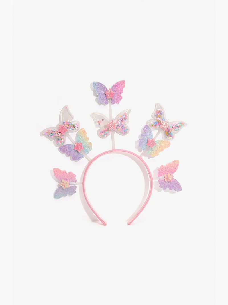 Tiara infantil com borboleta penti Rosa - Kiabi