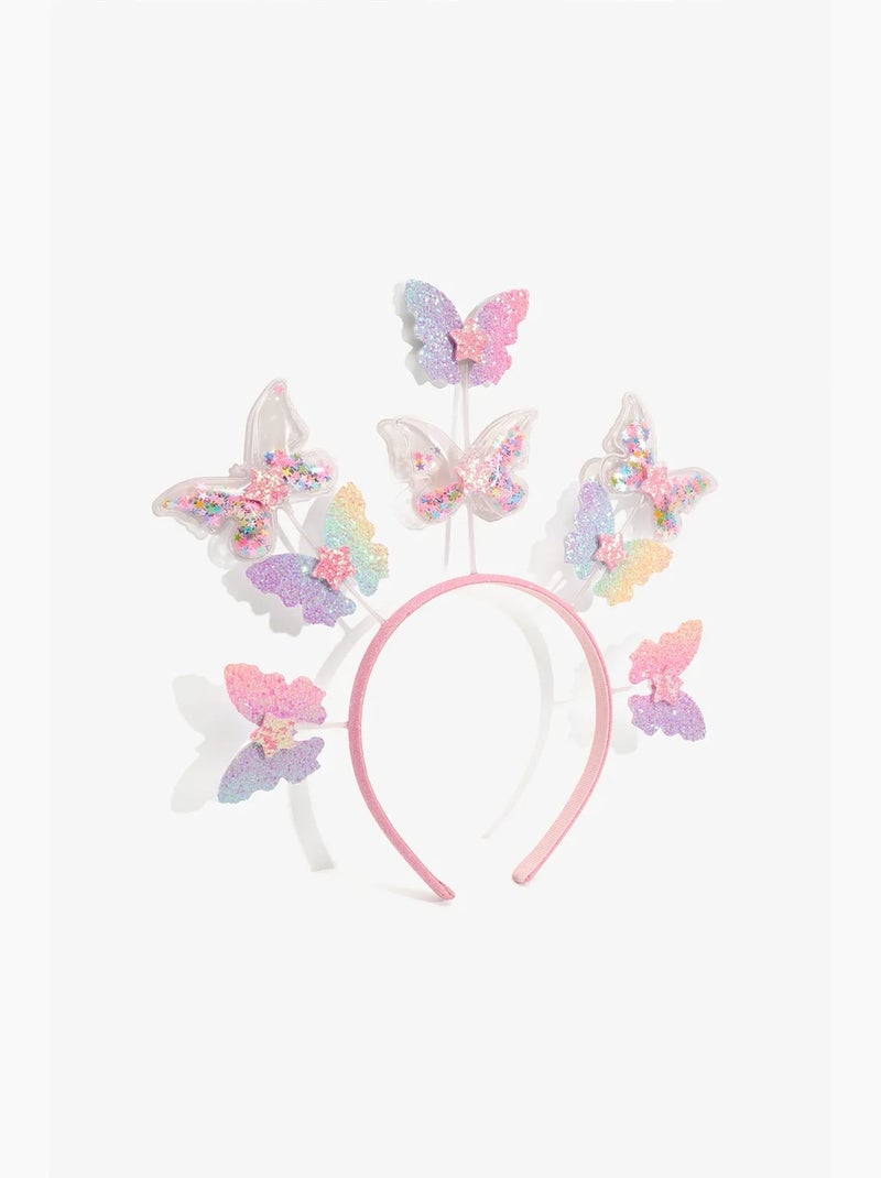 Tiara infantil com borboleta penti Rosa - Kiabi