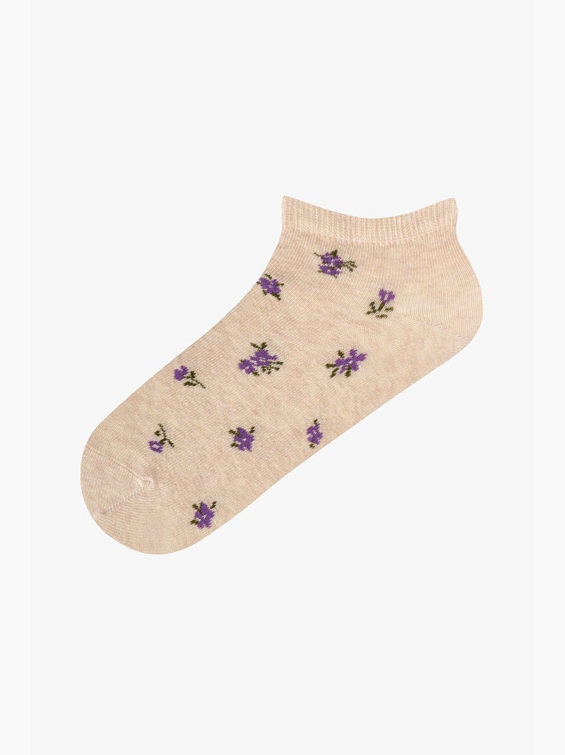 Tiny bloom pack de 2 pares de meias invisíveis com flores pequenas penti Areia - Kiabi