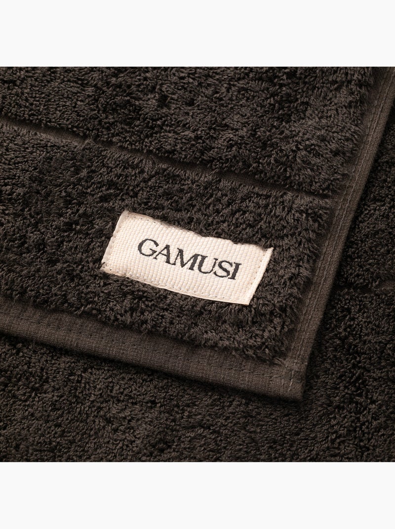 Toalha 100% algodão, felpo 600 g/m², com presilha - Gamusi Preto - Kiabi