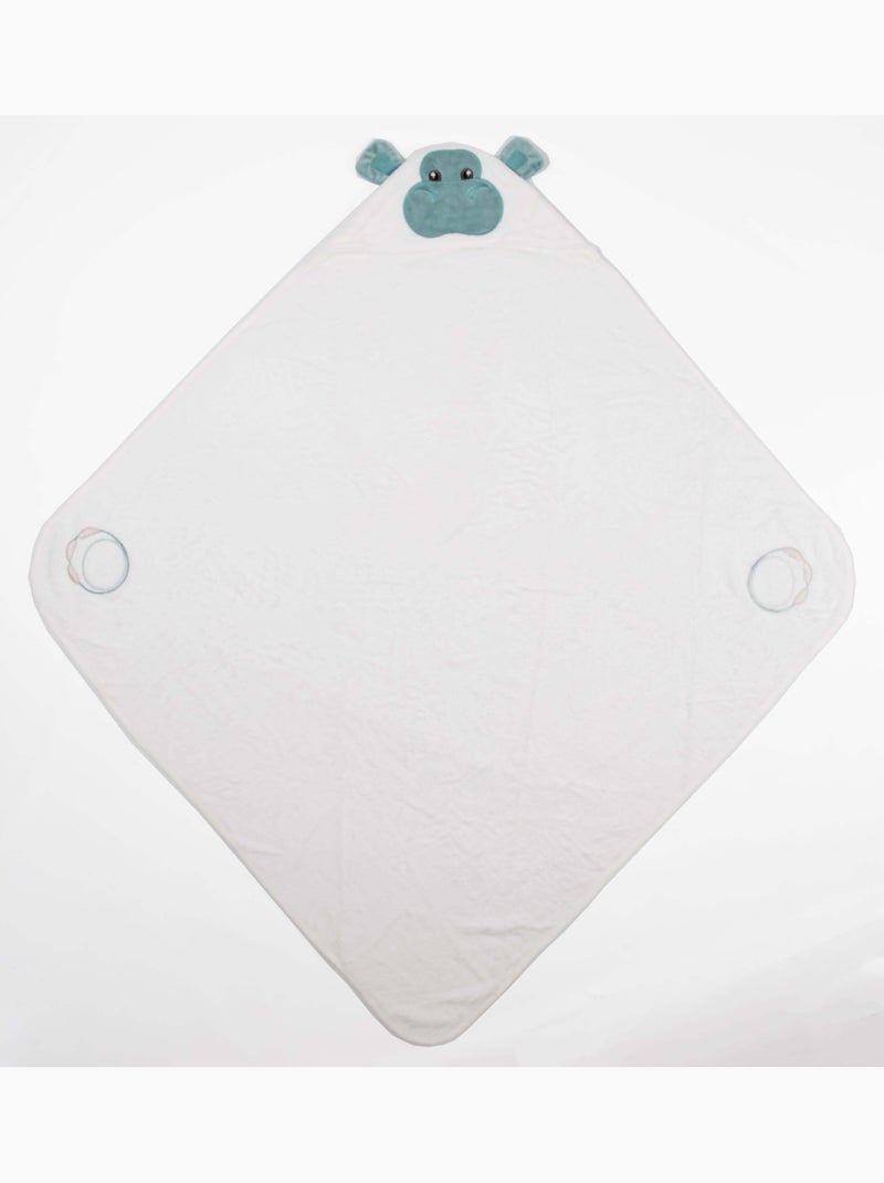 Toalha de banho bebe/crianca em fibra de bambu 90cm x 90cm Branco Azul - Kiabi