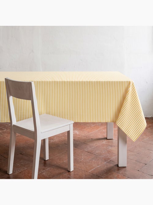 Toalha de mesa antimanchas em algodão com riscas finas - gamusi. - Kiabi Toalha de mesa antimanchas em algodão com riscas finas - gamusi. - Kiabi