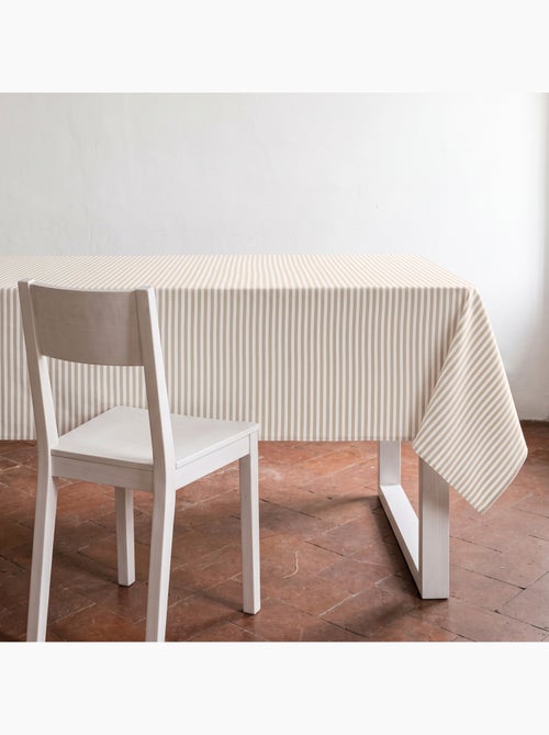 Toalha de mesa antimanchas em algodão com riscas finas - gamusi. - Kiabi Toalha de mesa antimanchas em algodão com riscas finas - gamusi. - Kiabi