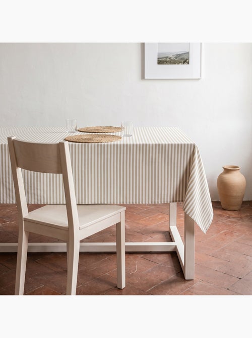 Toalha de mesa antimanchas em algodão com riscas finas - gamusi. - Kiabi Toalha de mesa antimanchas em algodão com riscas finas - gamusi. - Kiabi