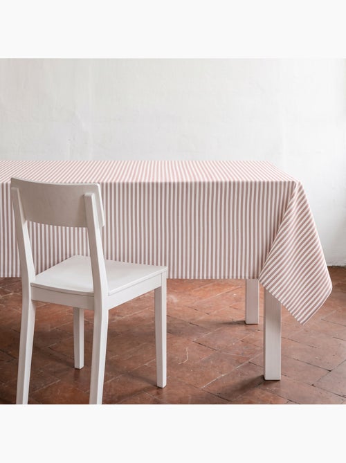 Toalha de mesa antimanchas em algodão com riscas finas - gamusi. - Kiabi