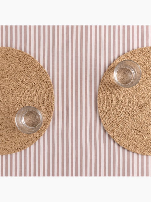 Toalha de mesa antimanchas em algodão com riscas finas - gamusi. - Kiabi
