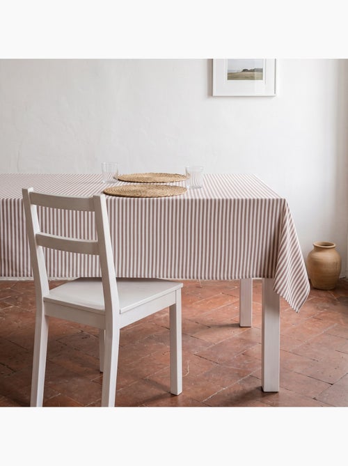 Toalha de mesa antimanchas em algodão com riscas finas - gamusi. - Kiabi
