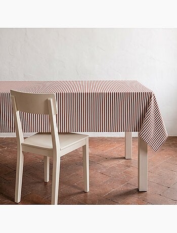 Toalha de mesa antimanchas em algodão com riscas finas - gamusi.