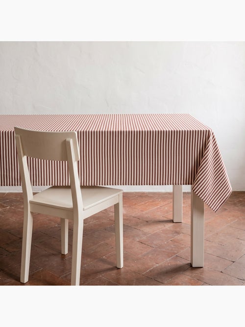 Toalha de mesa antimanchas em algodão com riscas finas - gamusi. - Kiabi