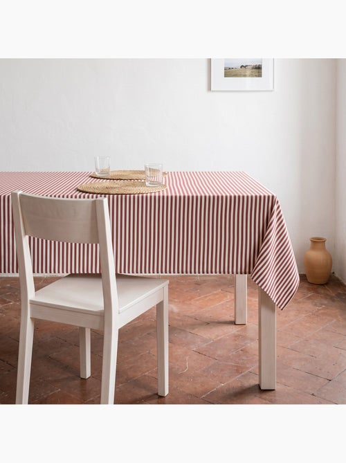 Toalha de mesa antimanchas em algodão com riscas finas - gamusi. - Kiabi