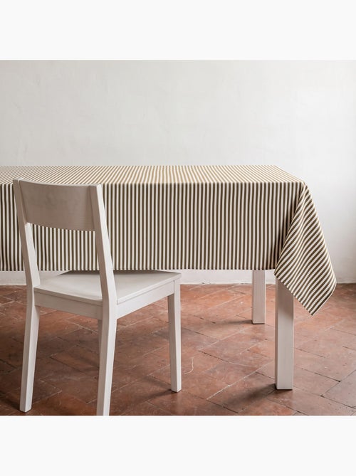 Toalha de mesa antimanchas em algodão com riscas finas - gamusi. - Kiabi Toalha de mesa antimanchas em algodão com riscas finas - gamusi. - Kiabi