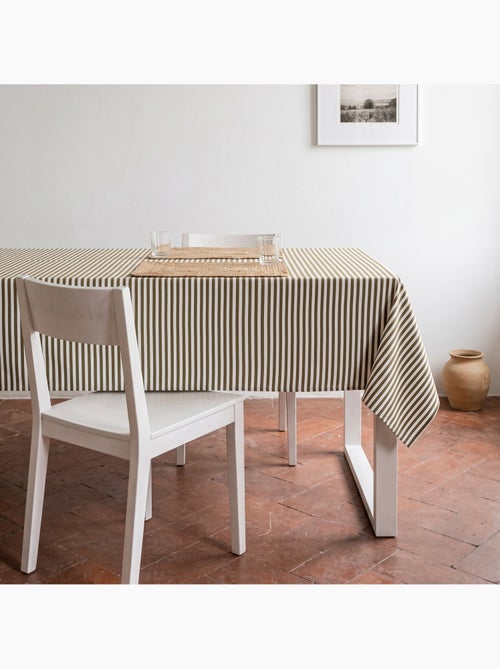 Toalha de mesa antimanchas em algodão com riscas finas - gamusi. - Kiabi Toalha de mesa antimanchas em algodão com riscas finas - gamusi. - Kiabi