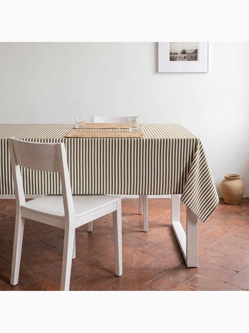 Toalha de mesa antimanchas em algodão com riscas finas - gamusi. Toupe - Kiabi