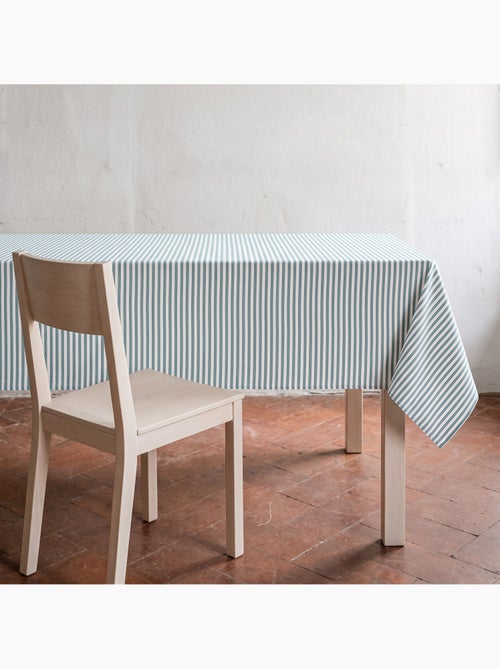 Toalha de mesa antimanchas em algodão com riscas finas - gamusi. - Kiabi