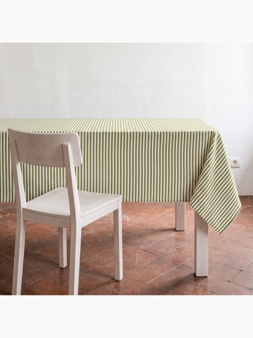 Toalha de mesa antimanchas em algodão com riscas finas - gamusi. - Kiabi Toalha de mesa antimanchas em algodão com riscas finas - gamusi. - Kiabi