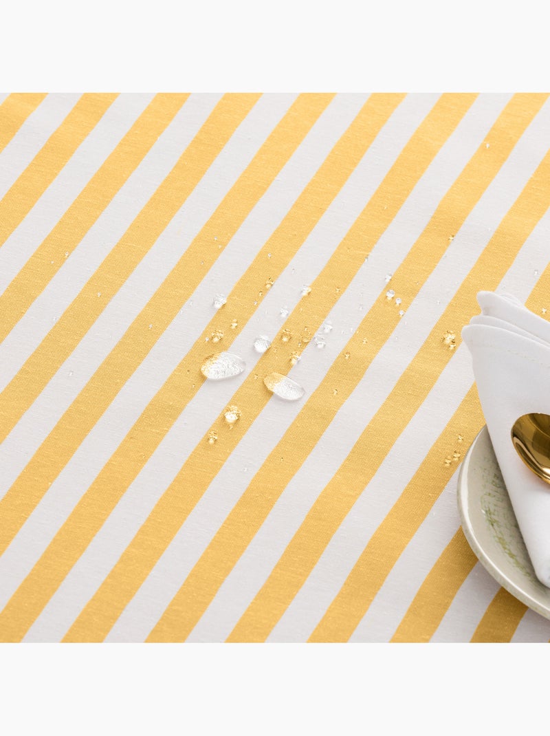 Toalha de mesa antimanchas em algodão com riscas largas - gamusi. Amarelo - Kiabi