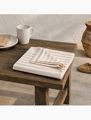 Toalha de mesa antimanchas em algodão com riscas largas - gamusi.