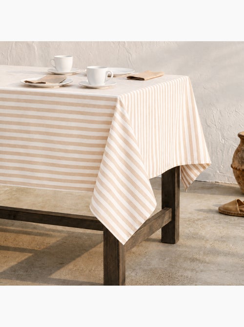 Toalha de mesa antimanchas em algodão com riscas largas - gamusi. - Kiabi