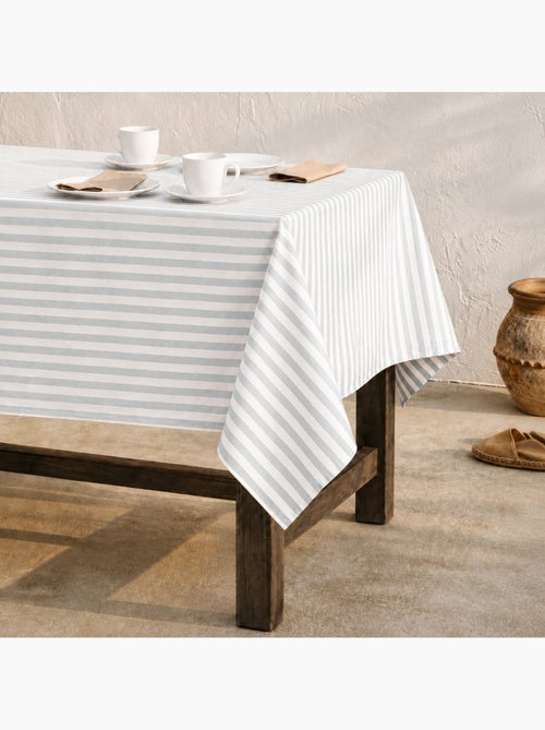 Toalha de mesa antimanchas em algodão com riscas largas - gamusi. - Kiabi