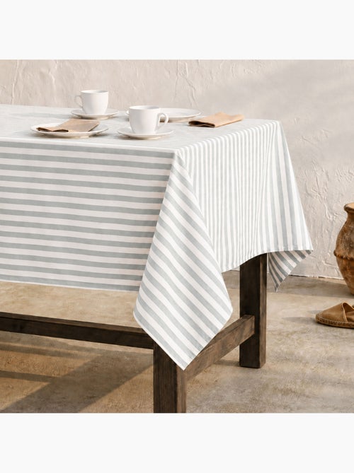 Toalha de mesa antimanchas em algodão com riscas largas - gamusi. - Kiabi