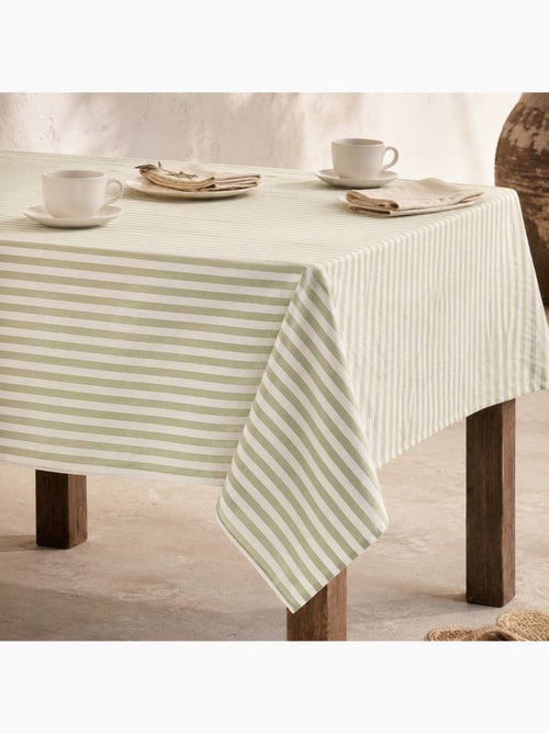 Toalha de mesa antimanchas em algodão com riscas largas - gamusi. - Kiabi Toalha de mesa antimanchas em algodão com riscas largas - gamusi. - Kiabi