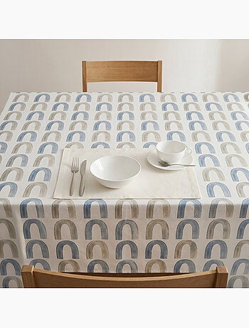 Toalha de mesa antinódoas com estampado boho chic de estilo mediterrânico - Gamusi.