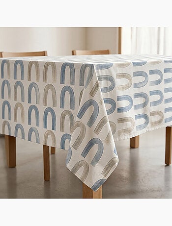 Toalha de mesa antinódoas com estampado boho chic de estilo mediterrânico - Gamusi.