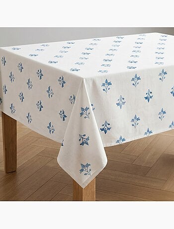 Toalha de mesa antinódoas com estampado floral de estilo mediterrânico - Gamusi.