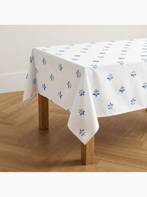 Toalha de mesa antinódoas com estampado floral de estilo mediterrânico - Gamusi. - Kiabi