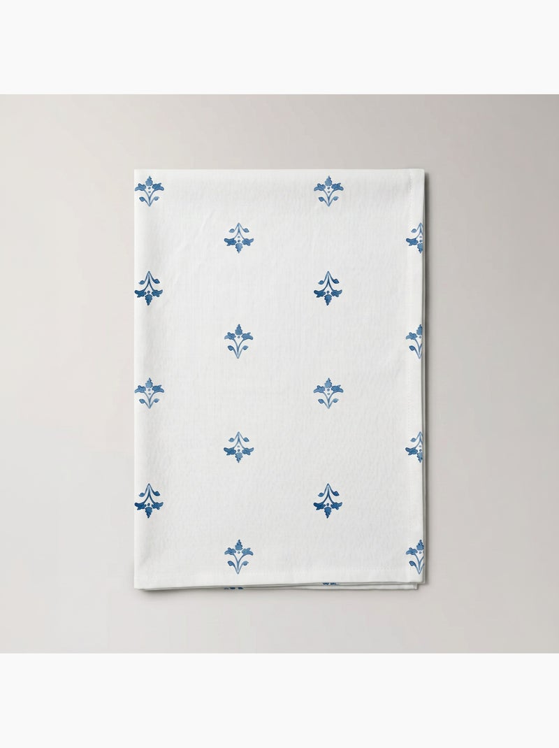 Toalha de mesa antinódoas com estampado floral de estilo mediterrânico - Gamusi. Azul - Kiabi