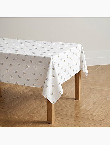 Toalha de mesa antinódoas com estampado floral de estilo mediterrânico - Gamusi.