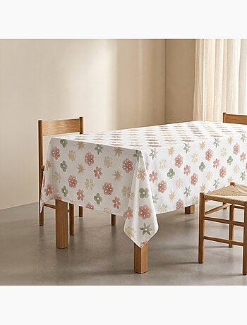 Toalha de mesa antinódoas com estampado floral de estilo mediterrânico - Gamusi.
