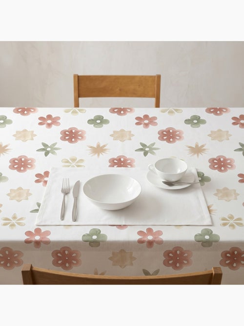 Toalha de mesa antinódoas com estampado floral de estilo mediterrânico - Gamusi. - Kiabi Toalha de mesa antinódoas com estampado floral de estilo mediterrânico - Gamusi. - Kiabi