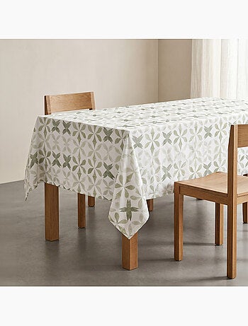 Toalha de mesa antinódoas com estampado geométrico de estilo mediterrânico - Gamusi.