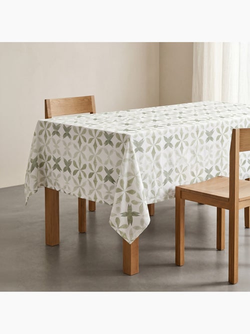 Toalha de mesa antinódoas com estampado geométrico de estilo mediterrânico - Gamusi. - Kiabi Toalha de mesa antinódoas com estampado geométrico de estilo mediterrânico - Gamusi. - Kiabi